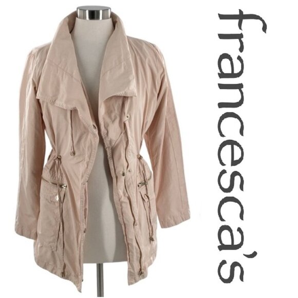 Francesca's "Miami" | Blush Utility Trench Coat | Size Large - Picture 1 of 10